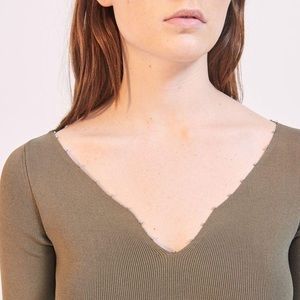 Sandro Paris Olive Green Beaded Knit Top